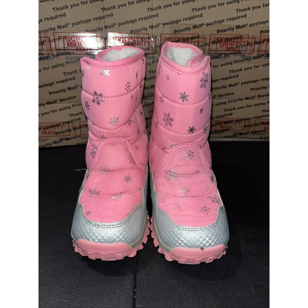 Coga Girls Snow Boots, Pink And Grey Size 1 Youth